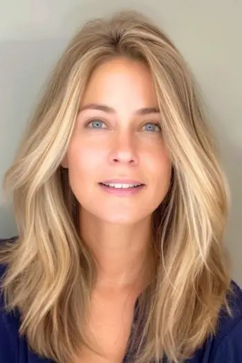 Face Framing Layers Frisure til kvinder over 50 med fint hår.