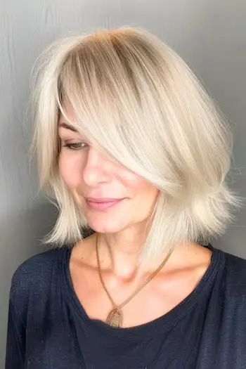 Wispy Bob frisure til kvinder over 50 med fint hår.