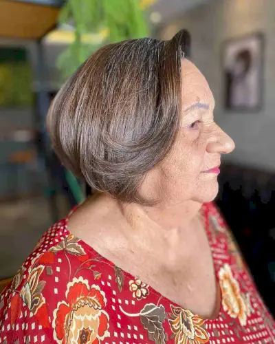 Short Sleek Bob with Swoopy Front Layers for Women 60 and Over