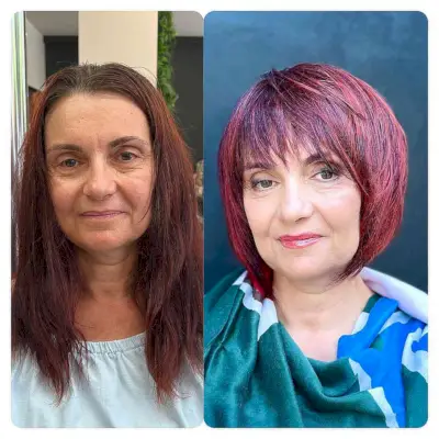 Short Edgy Red Choppy Layers for Ladies 60 and Over