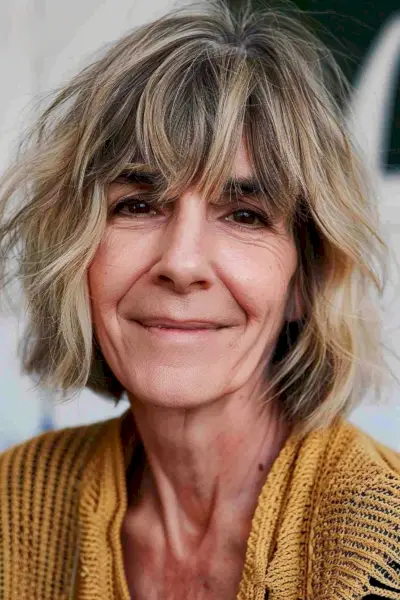 Short shaggy cut with choppy bangs