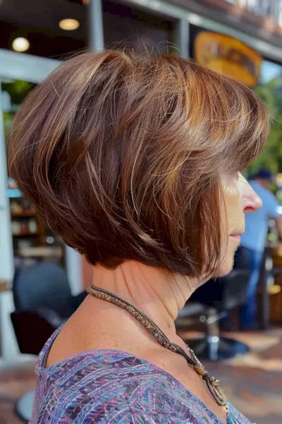 Short stacked bob for women over 60