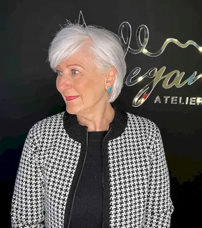 Very Long Pixie Cut with a Side Part for Ladies Aged Sixty