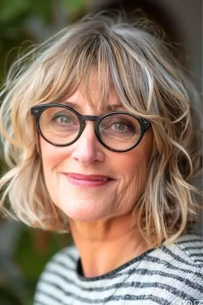 Rodet Bob med pandehår Frisure til kvinder over 60 år med fint hår.